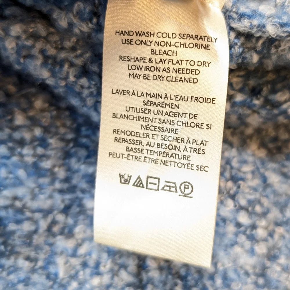 New Free People BFF Blue / White Cowl Neck Sweater‎ Winter Soft Cozy Sz XS
